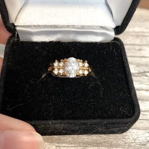 Vintage Holsted Cubic Zirconia 14k Gold Cocktail Ring